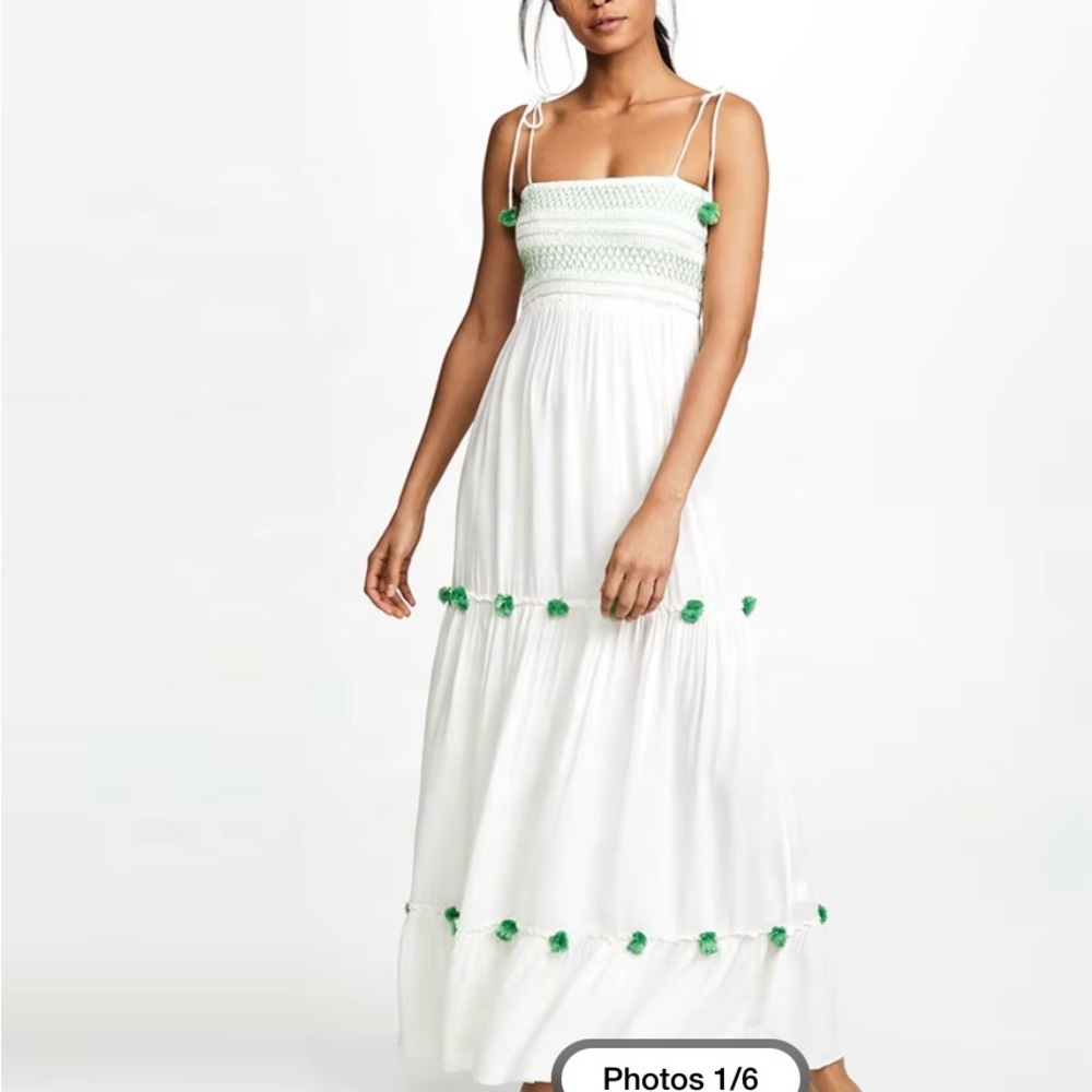Chic White and Green Maxi Dress
